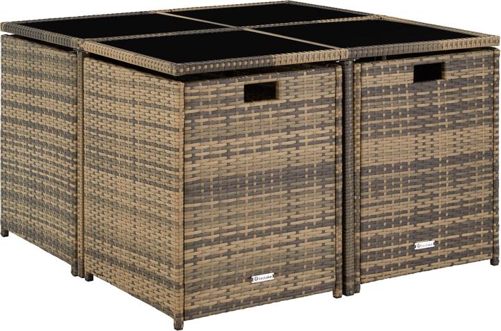Actual product image tectake Rattan garden furniture set Bilbao 4+4+1 with protective cover, variant 2