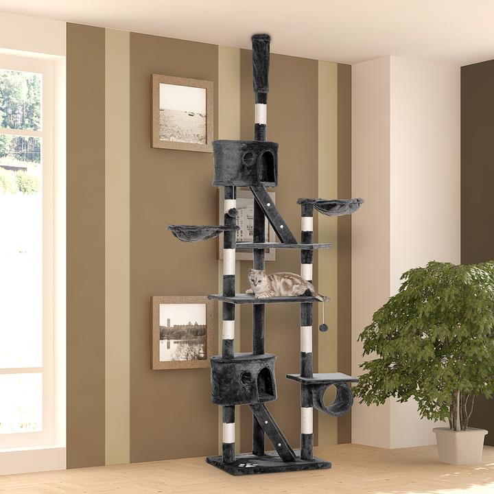 Produktbild PawHut Kratzbaum deckenhoch (Dunkelgrau)