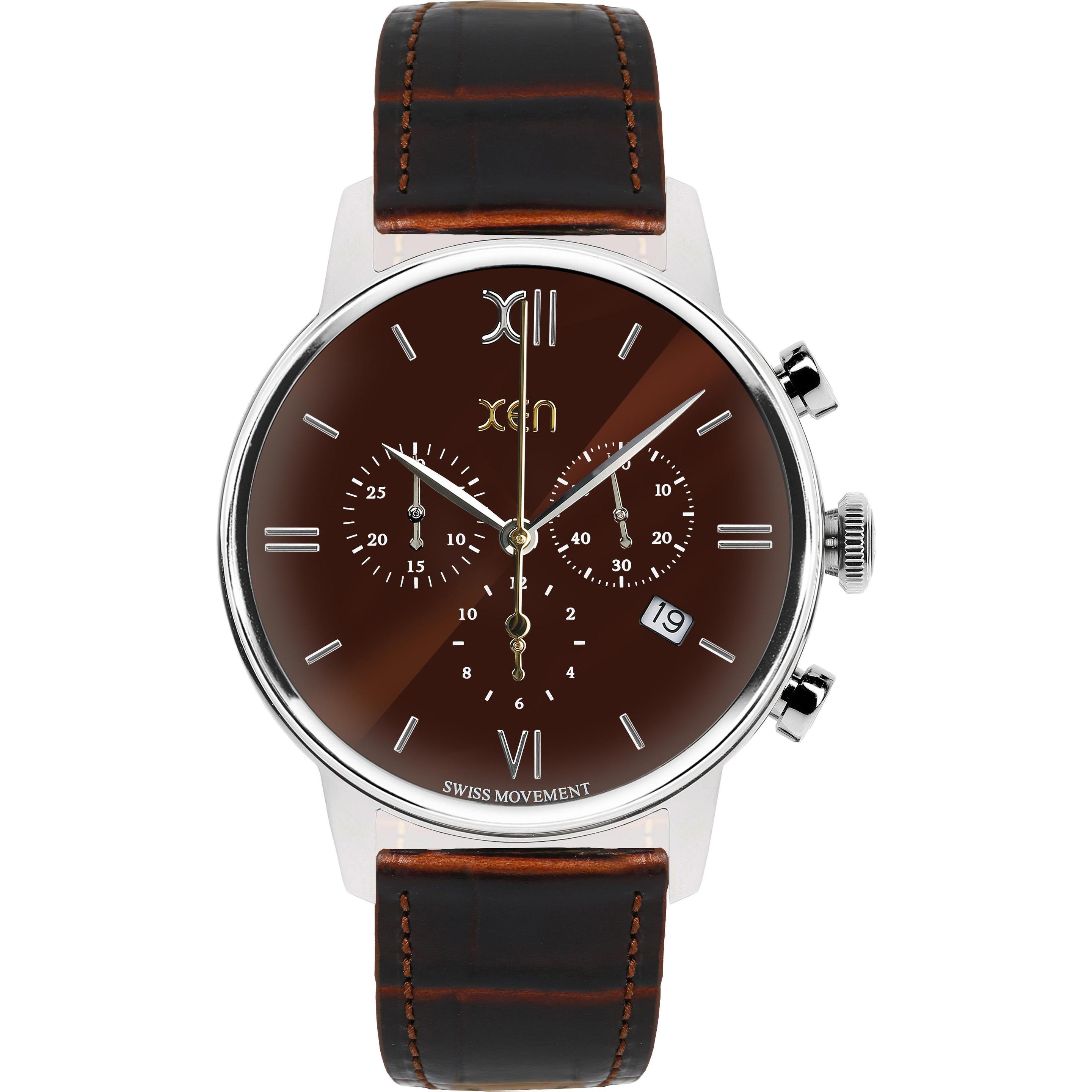 Xen, Armbanduhr, Armbanduhr Chronograph XQ0312, Braun, (Chronograph, 41 mm)
