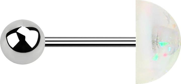 Actual product image Star Piercing Micro Barbell silber mit Kugel und glitter Kuppel weiss (without brass, Surgical steel 316L, Plastic)