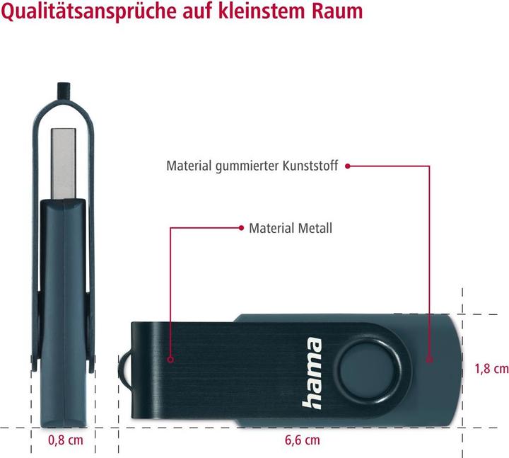 Image du produit Hama Rotation de la clé USB (256 Go, USB-A, USB 3.0)