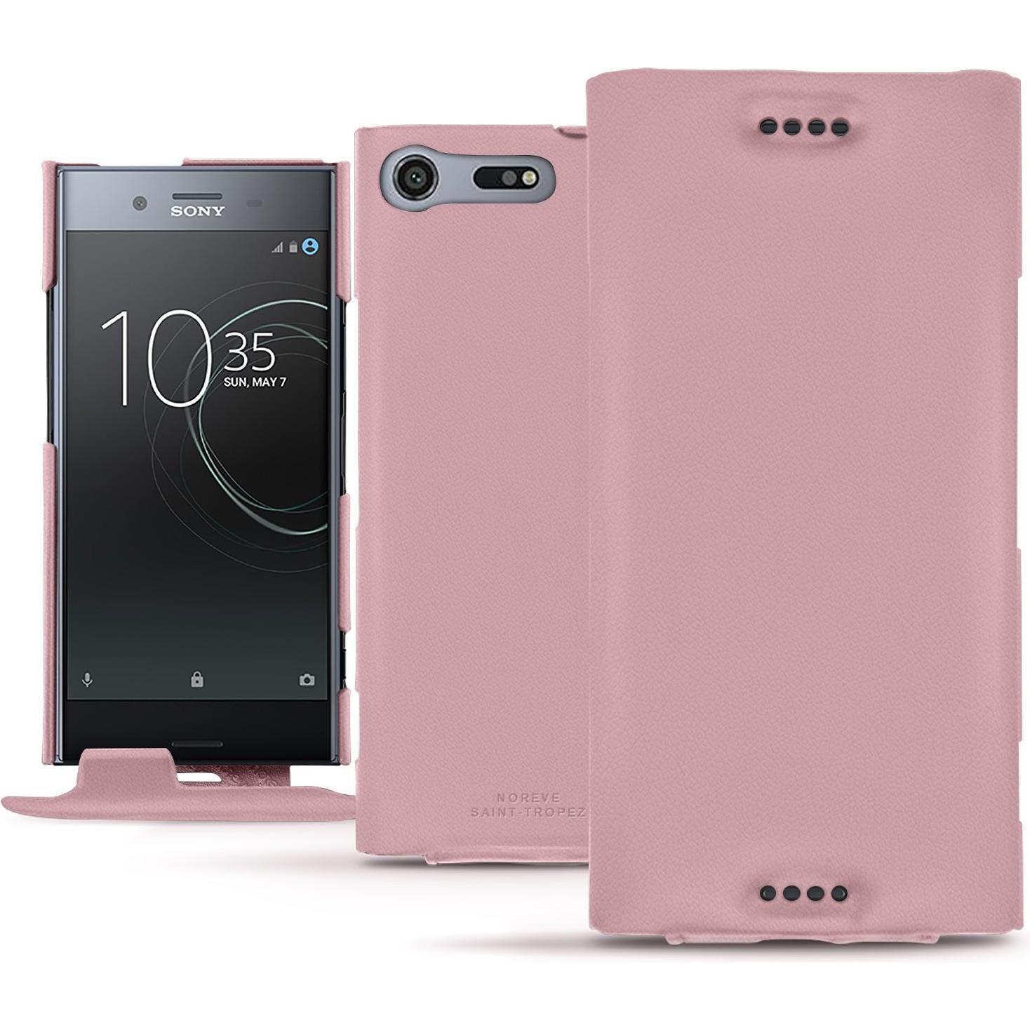 Noreve Lederschutzhülle vertikal (Sony Xperia XZ Premium), Smartphone Hülle, Rosa