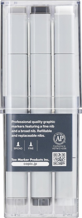 Actual product image Copic Graphic marker classic grey set "TG", 12 pieces (Grey, 12 x)