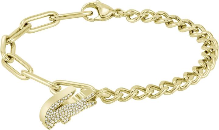 Lacoste - Women's gold-plated bracelet with crystals Crocodile 2040147 (19 cm, Stainless steel)