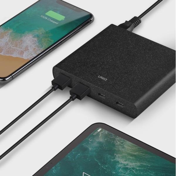 Immagine prodotto Uniq Ład. siec. HUB Surge 90W Juoda/Charcoal Juodas 2xUSB Quick Charge 3.0 + 2xUSB-C PD 3.0 (LITHOS (90 W)