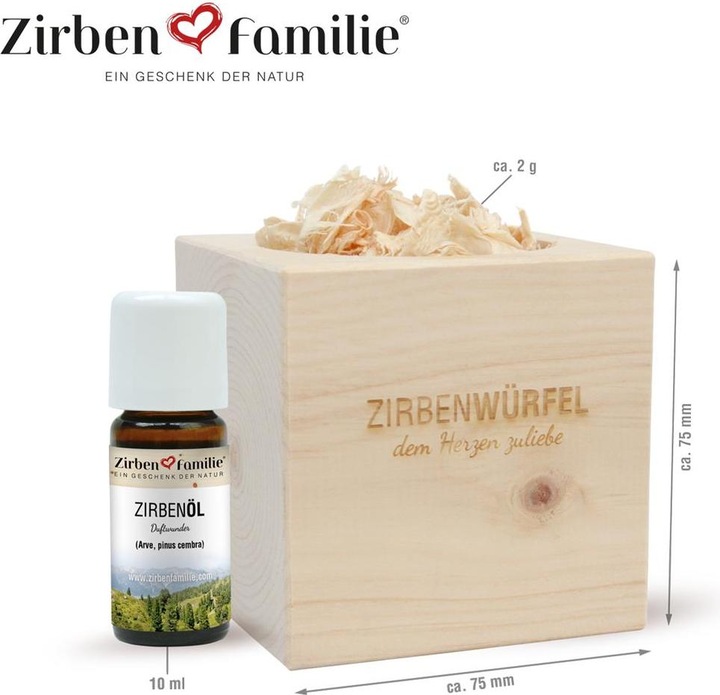 Actual product image ZirbenFamilie Swiss Pine Cube Set incl. 10ml Swiss Pine Oil