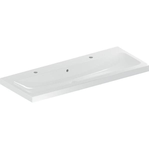 Geberit, Waschbecken, iCon Light Waschtisch, 120 cm x 48 cm, mit 2 Hahnlöcher, mit Überlauf,501837 (160 mm, 1200 mm)
