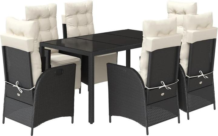 Immagine prodotto VidaXL Mobili da giardino set da pranzo set da giardino gruppo di sedute 7 pezzi in polirattan nero (190 cm)