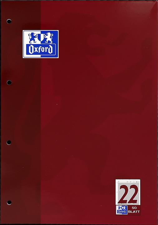 Immagine prodotto Oxford Blocco per fogli di lavoro, A4, sentenza 22 (A4, Righe, Copertina rigida)