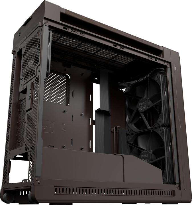 Actual product image ASUS case PROART PA602 WALNUT WOOD RETRO TG, Mid Tower, průhledná bočnice, hnědá (ATX, DTX, mATX, Mini-DTX, Mini-ITX)