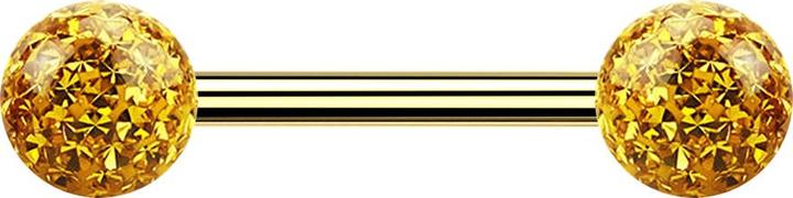 Actual product image Star Piercing Barbell gold-plated with two crystal balls topaz Epoxy protective layer (without brass, Titanium)