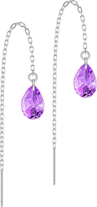Actual product image Star Piercing Ohrstecker silber freifallende Kette Tropfen Kristall violett (without brass, Surgical steel 316L)