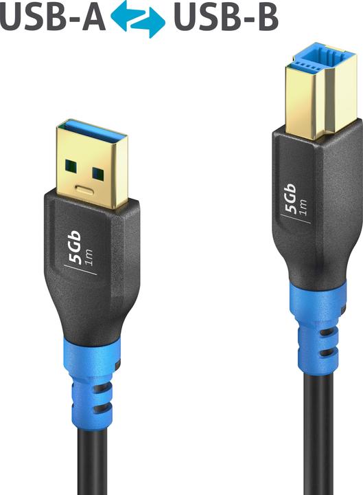Image du produit Purelink Câble USB A>B 1m (1 m, USB 3.2 Gen 1, 10 W)