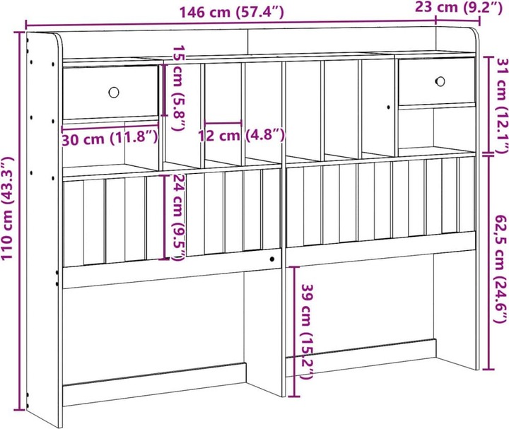 Produktbild VidaXL Kopfteil Bettkopfteil Betthaupt mit Stauraum Weiss 150cm Massivholz Kiefer