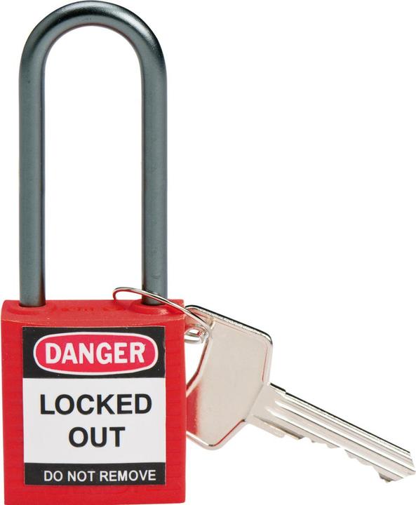 Immagine prodotto Brady Lucchetto di sicurezza compatto in nylon, rosso, altezza grillo 50 mm, grillo in alluminio 4,7 mm
