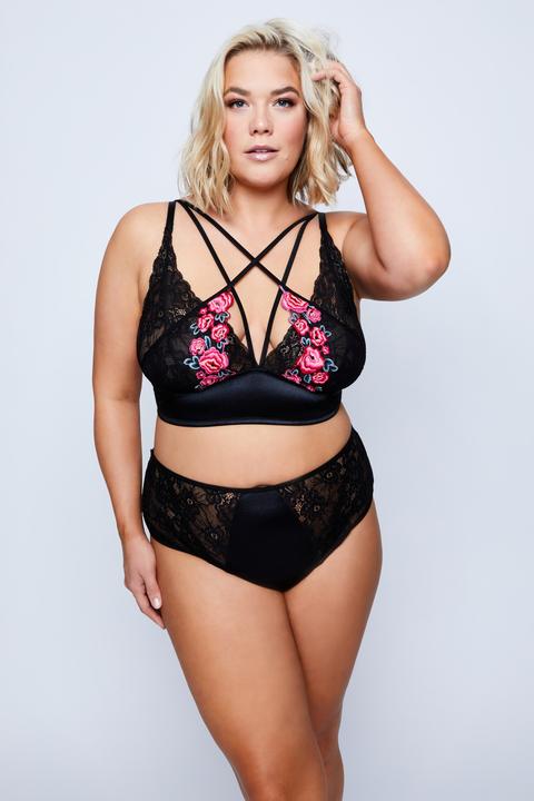 Produktbild Ulla Popken Bralette, Rosenstickerei (54 B)