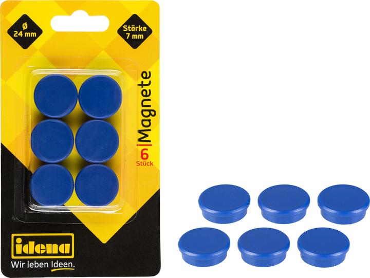 Produktbild Idena Magnete rund 6 Stück, blau, Ø24mm (6 x)