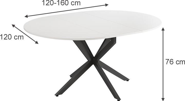 Actual product image Vicco Dining table Loyd, white/black, 120 x 120 cm extendable (120 x 120 cm)