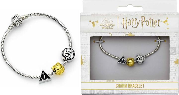 Immagine prodotto The Carat Shop Harry Potter - Bracciale con charms argentati con le reliquie della morte, Vif d'or e Voie 9