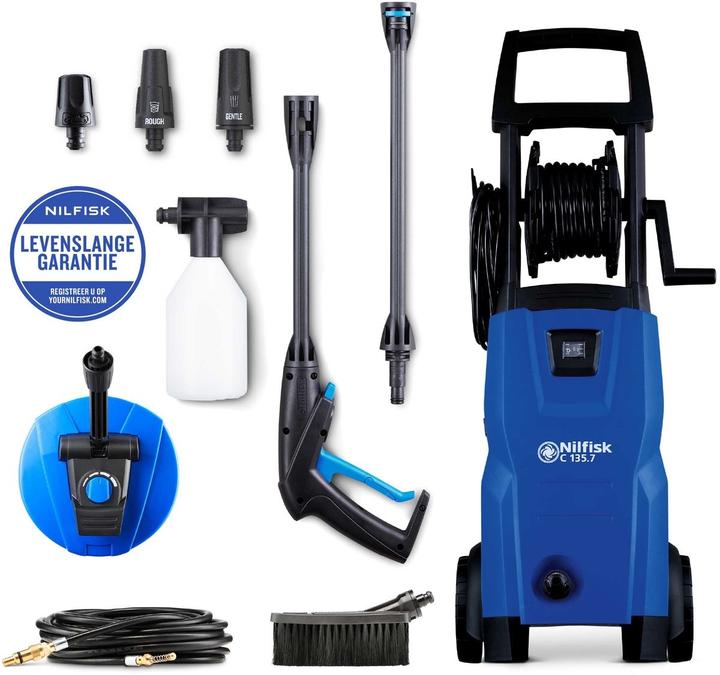 Actual product image Nilfisk C 135.7-6 Garden X-tra high-pressure cleaner 135 bar, 6 meter hose, terrace cleaner, sewer h (Electrical connection)