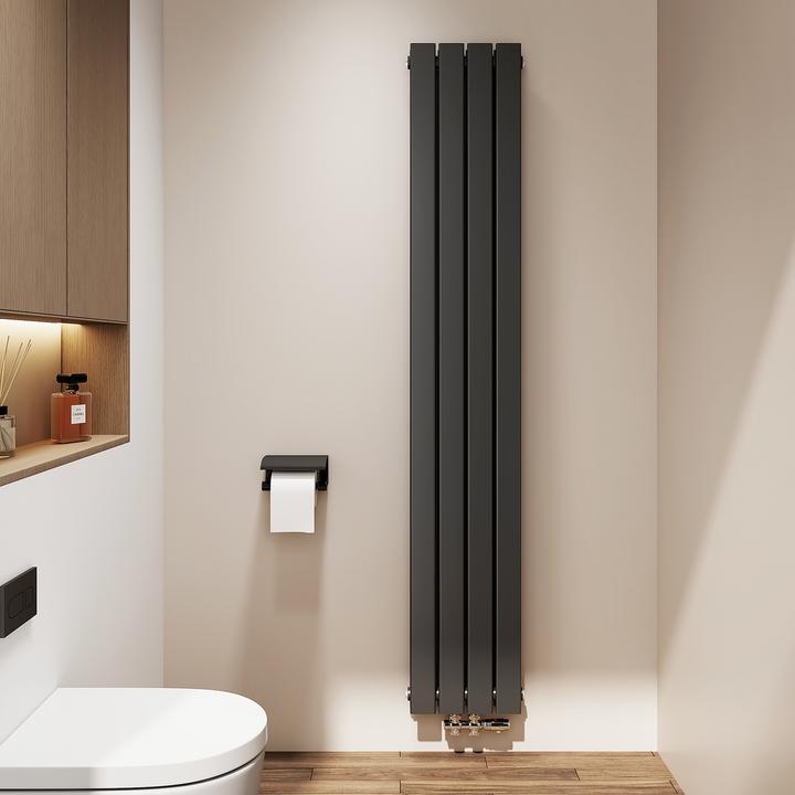 Actual product image Emke Radiator, Flat Radiator with Central Connection, Black 180x30cm 911W Double Layers (911 W)
