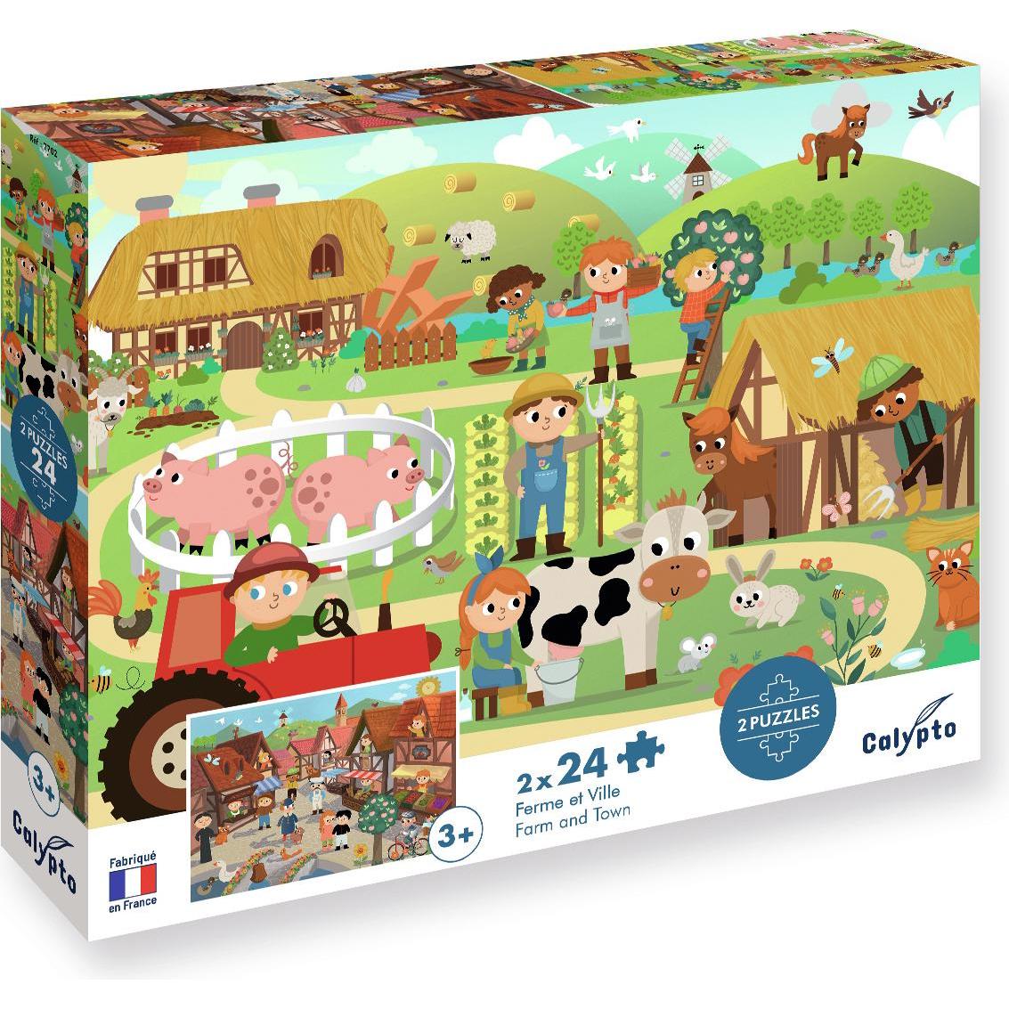 Calypto Bauernhof & Stadt 2x24 Teile Puzzle (48 Teile)