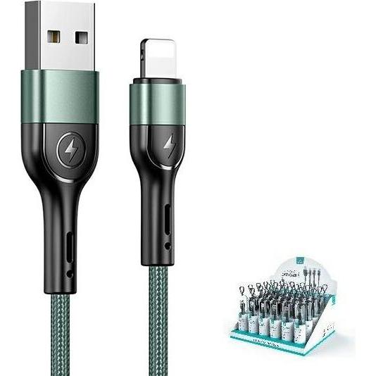 Usams Kabel pleciony U55 2A lightning 1szt. for set U55 zielonygreen 1m SJ448USB (1 m, USB 1.0), USB Kabel