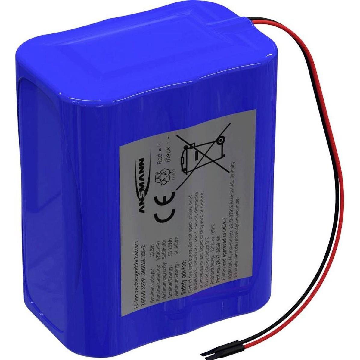 Ansmann 3S2P Akkupack 8x 18650 Kabel Li-Ion 10.8V 5200mAh Akkupack 8x Li-Ion 1 (1 pz., 18650, 5200 mAh), Batterie + pile