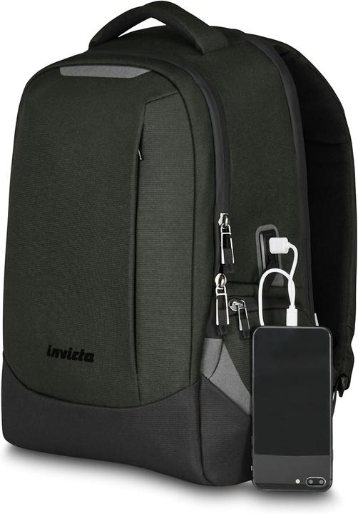 Actual product image Invicta Unisex Recycled Polyester Laptop Backpack with USB Port and Reflective Inserts (20 l)