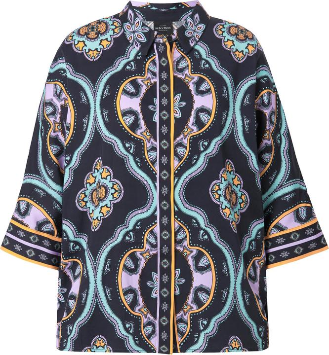 Produktbild Ulla Popken Bluse, Ornamente, oversized, Hemdkragen, 3/4-Arm (58)