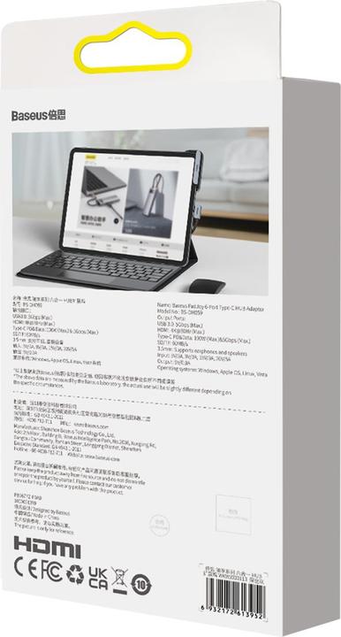 Image du produit Baseus Adaptateur PadJoy 6 ports Type-C HUB gris foncé (USB-C, 6 ports)