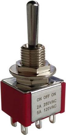 Produktbild RND Components Kippschalter EIN-AUS-EIN rastend 5 A / 2 A 2 Wechsler