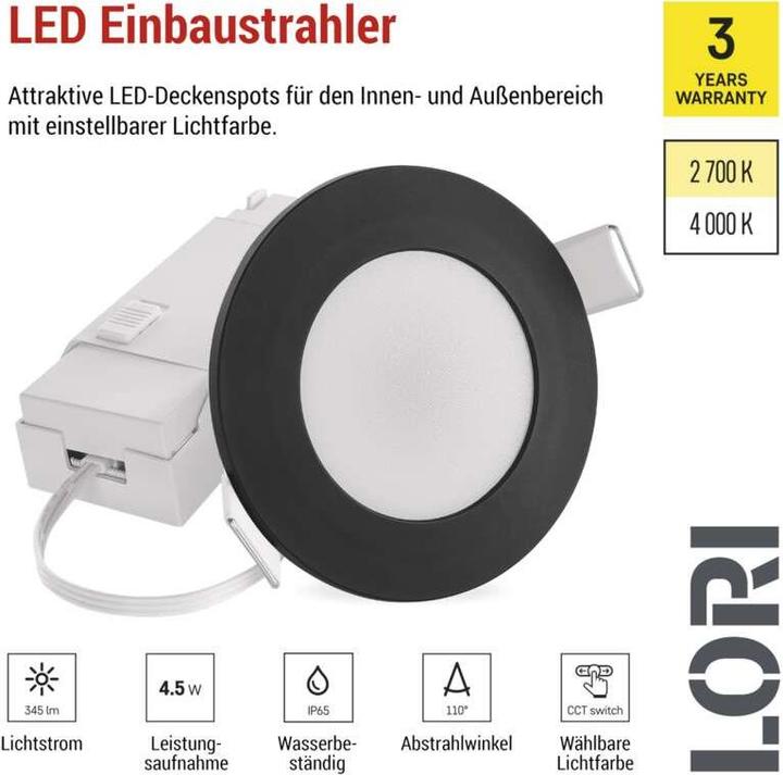 Produktbild Emos LED IP56 SPOTLIGHT ROUND 4,5W 345LM IP65 CCT B (345 lm)