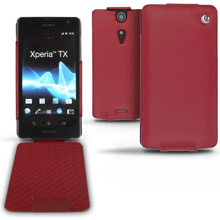 Noreve Lederschutzhülle vertikal (Sony Xperia TX), Smartphone Hülle, Rot