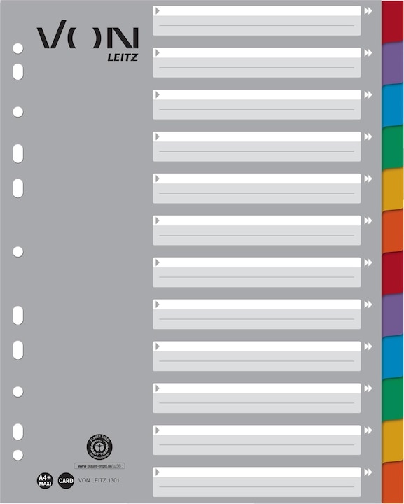 Image du produit Leitz Intercalaire 12 onglets, A4, 1-12