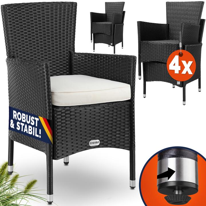 Casaria Polyrattan 4er Set Gartenstühle