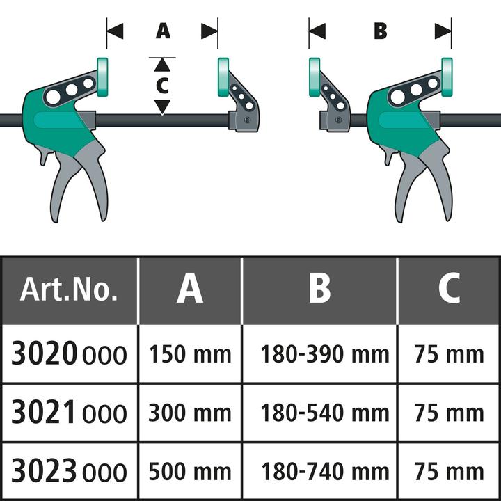 Produktbild wolfcraft 1 EHZ - Einhandzwinge Easy 75/300mm (300 mm)