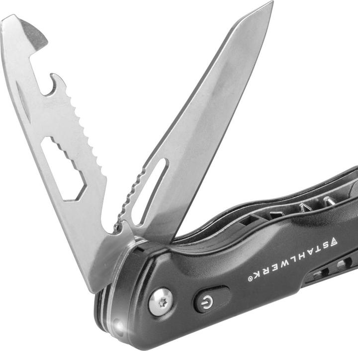 Image du produit Stahlwerk Outil multifonctionnel Kit de survie avec couteau de poche Lampe de poche LED (10 Fonctions)