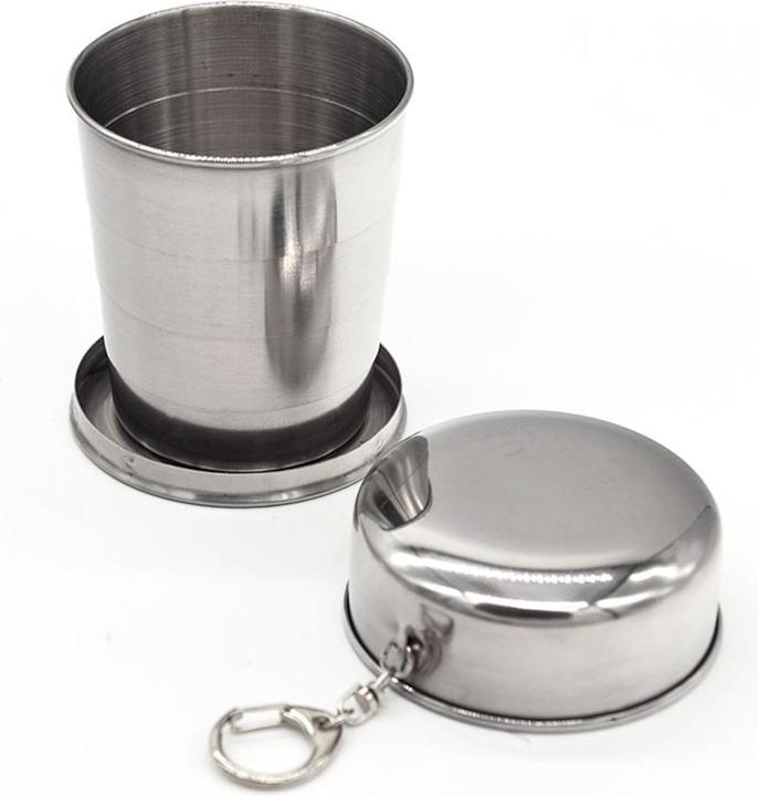 Actual product image König Design Mini Mug Collapsible Stainless Steel Folding Mug Cup Tent Camping Hiking