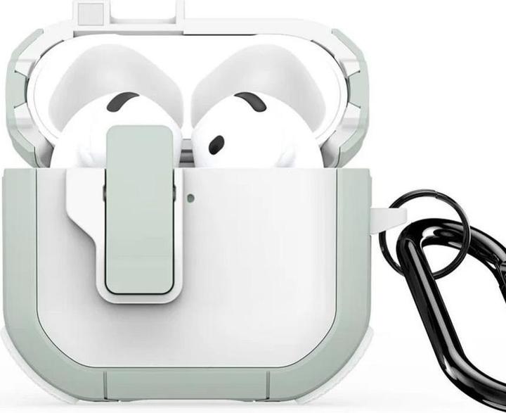 Dux Ducis Headphone case - AirPods 4 PECP Series PC+TPU Cover with Hook White Green (Ladecase Hülle)