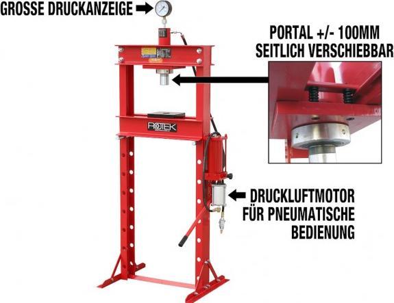Actual product image Rotek - Werkstattpresse WZWP-020MPV 20T pneumat./adjust.