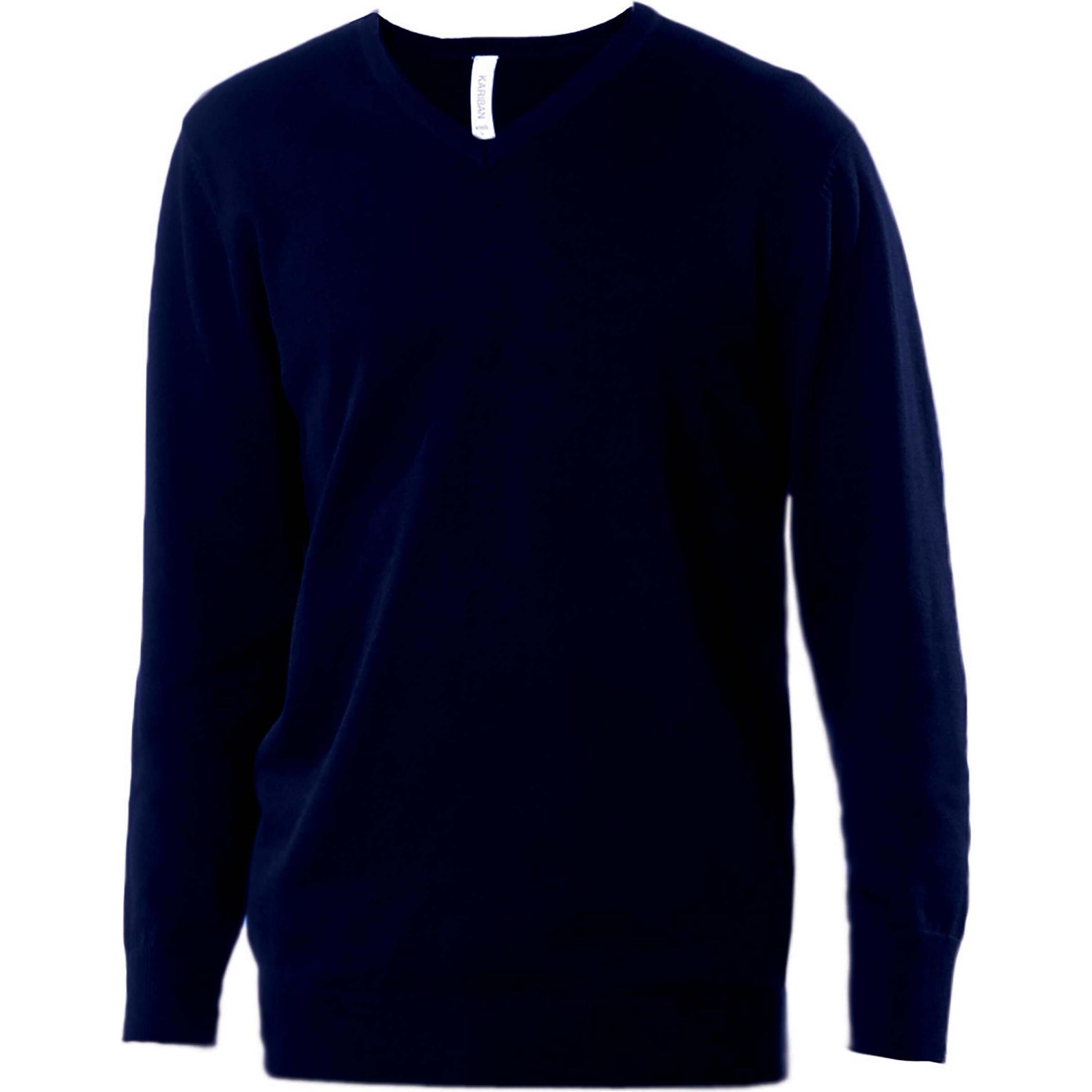 Kariban, Herren, Pullover, Col V, Blau, (XXL)