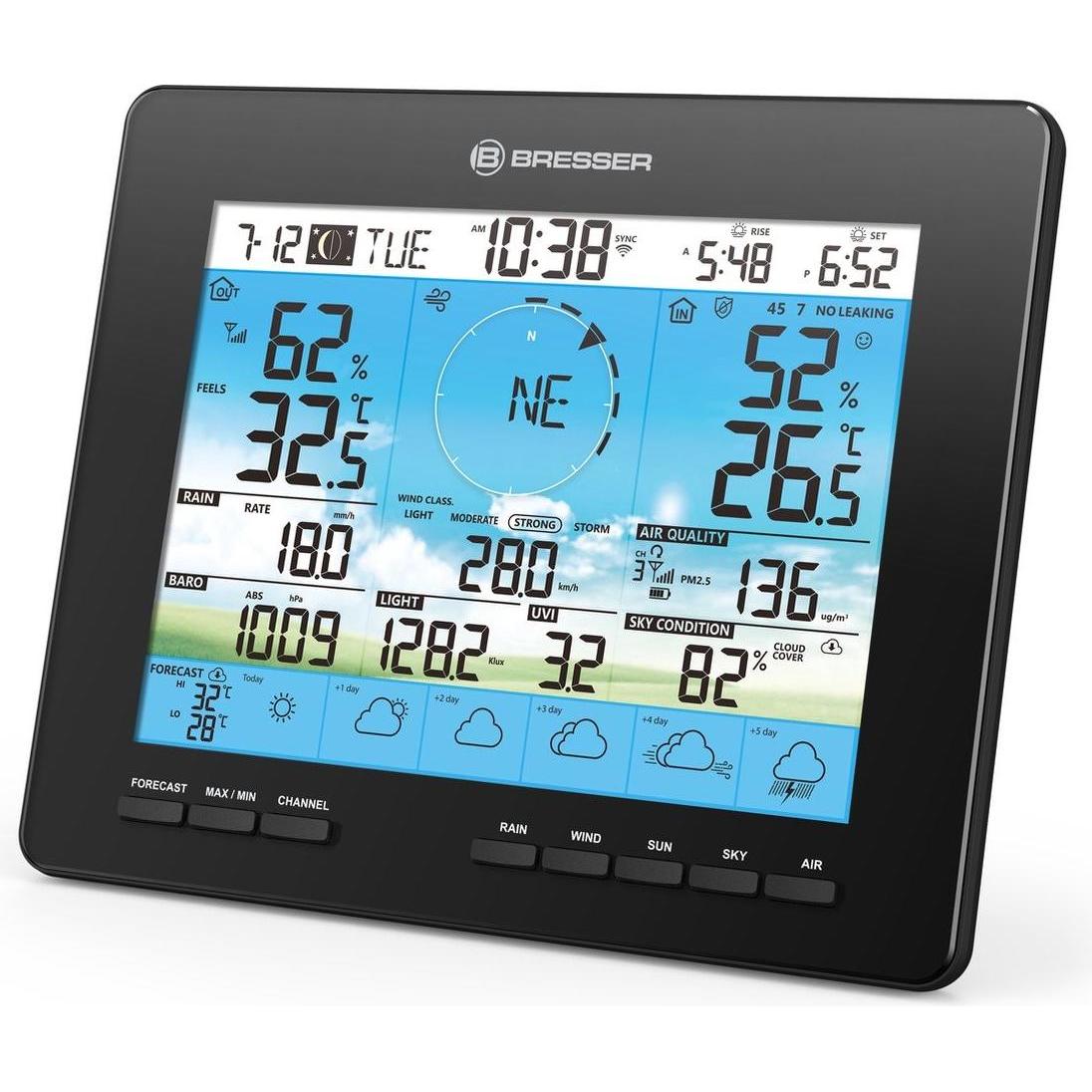 Bresser Weerstation - Basisscherm - Compatibel met 7003210 - Zonder Sensor, Stazione meteo, Nero