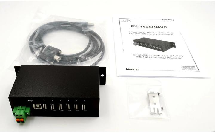 Immagine prodotto Exsys GmbH 6 Port USB 2.0 Managed HUB, incl. Din-Rail (USB-B, 6 porte)