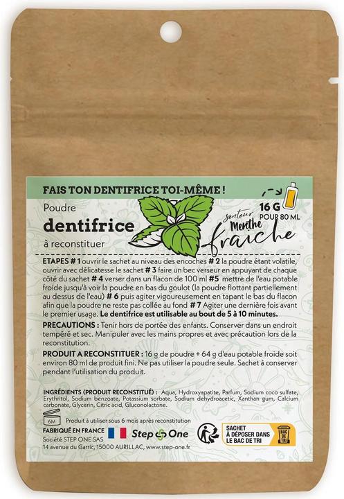 Step One Tandpasta in poedervorm Mint fresh (80 ml)