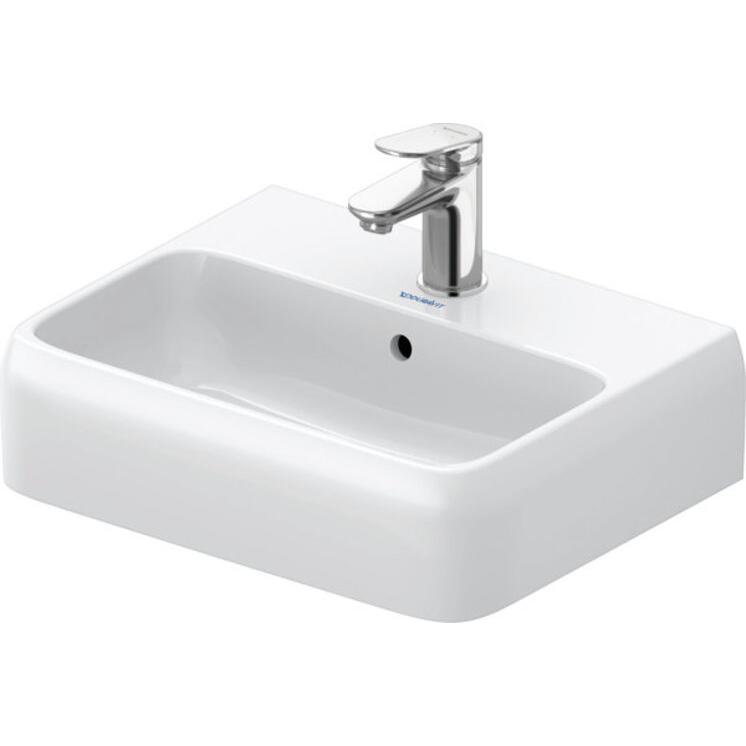 Duravit, Waschbecken, Qatego Handwaschbecken, 450x350mm, Unterseite glasiert, mit Überlauf, 074645 (350 mm, 450 mm)