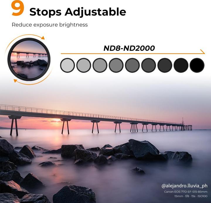 Productafbeelding K&F Concept Filter Slim 40,5 mm MV36 (40.50 mm, ND / grijsfilter)