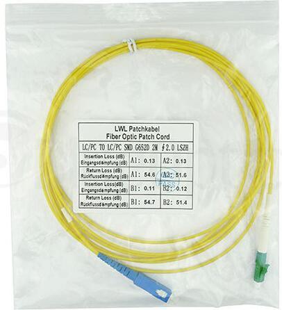 Actual product image BlueOptics Simplex fibre optic patch cable LC/UPC-SC/APC singlemode 3 metres (3 m)