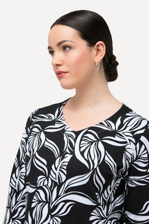 Immagine prodotto Ulla Popken T-shirt classica con foglie, scollo a V e mezze maniche (46, 48)