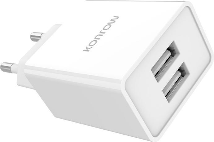 Produktbild Konrow KC12AAW - Netzadapter 2 Ports USB A - Schnellladung 12W, Weiss (Kompatibel, Blister) (12 W, 2 Ports)